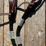 Black Nylon Barrel Racing Reins with Rhinestones #BNR110