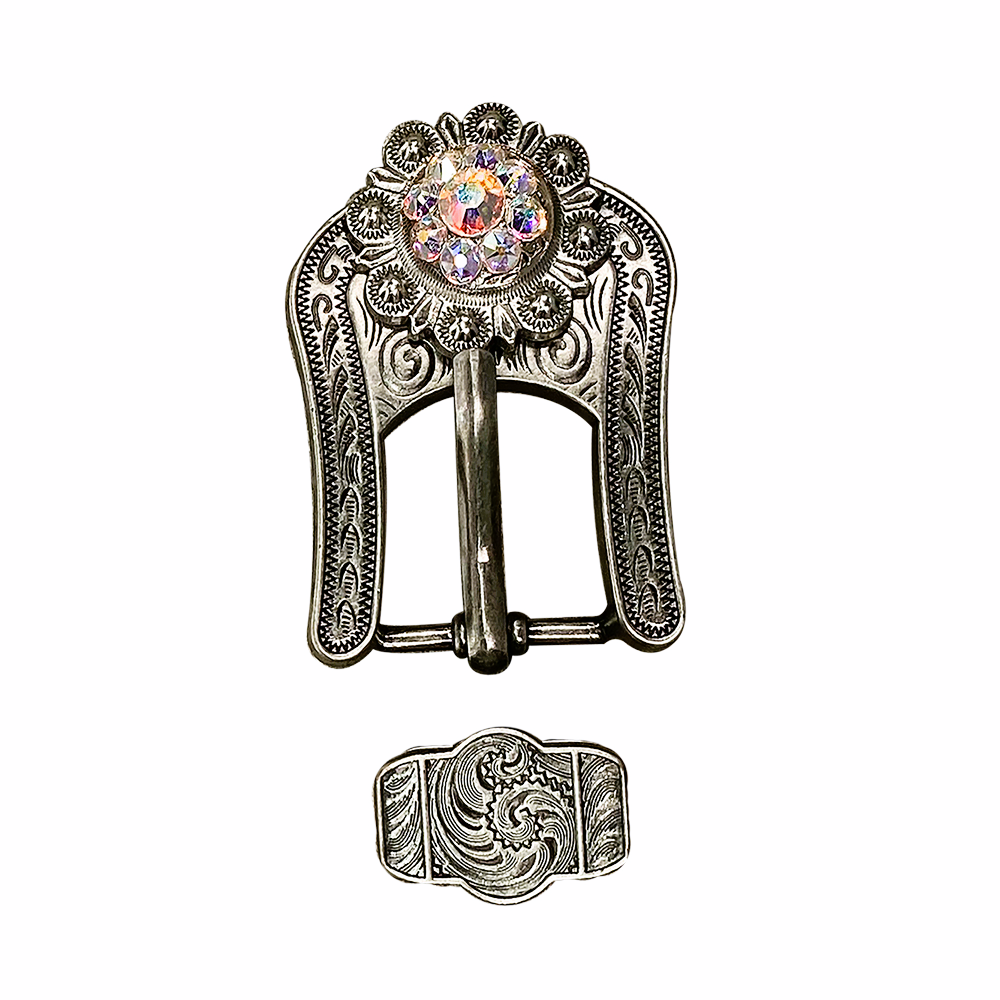 Antique Silver AB Crystal Conchos - Sizes from 1"- 3" and Buckles