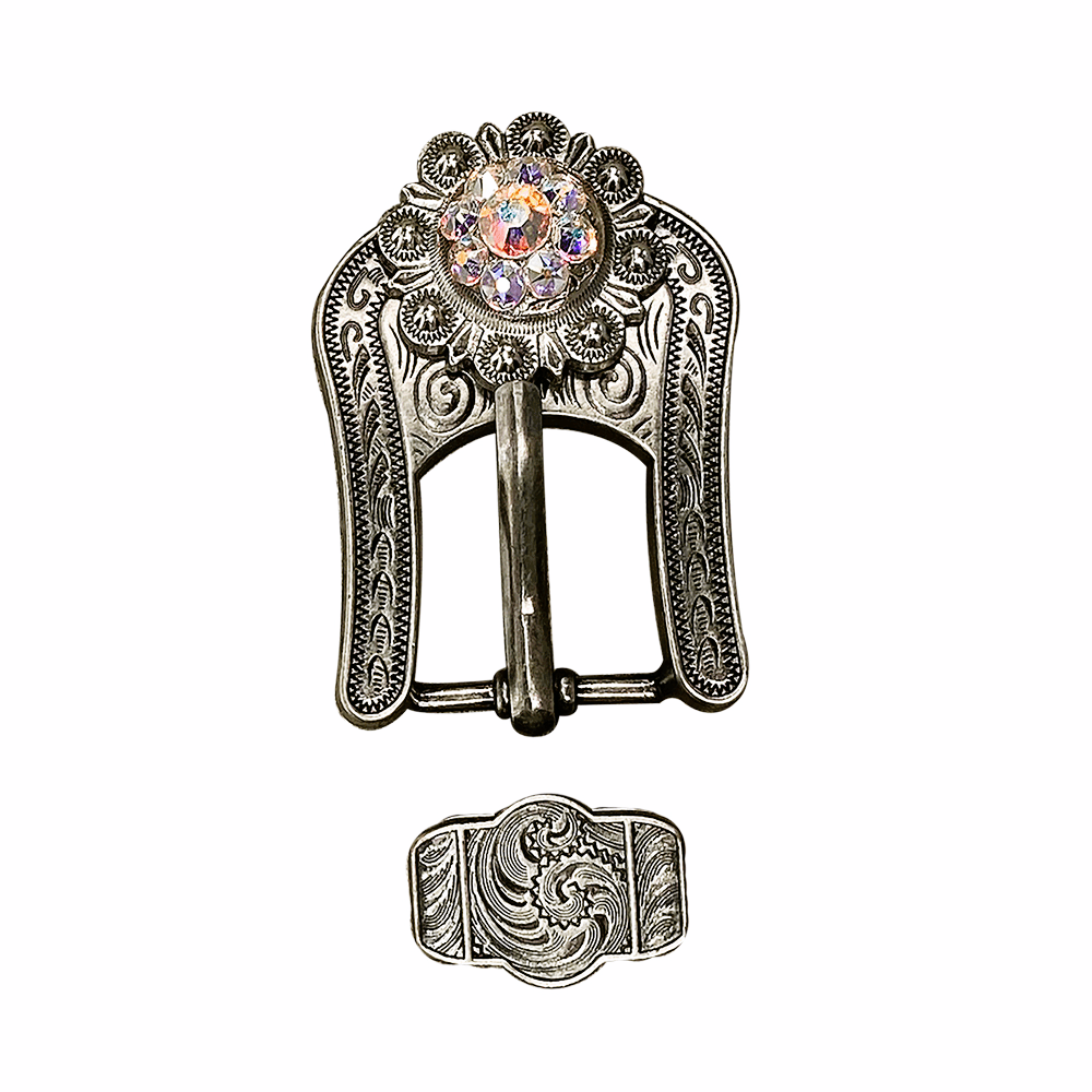 AB Antique Silver European Crystal Buckle Keeper Set - RODEO DRIVE