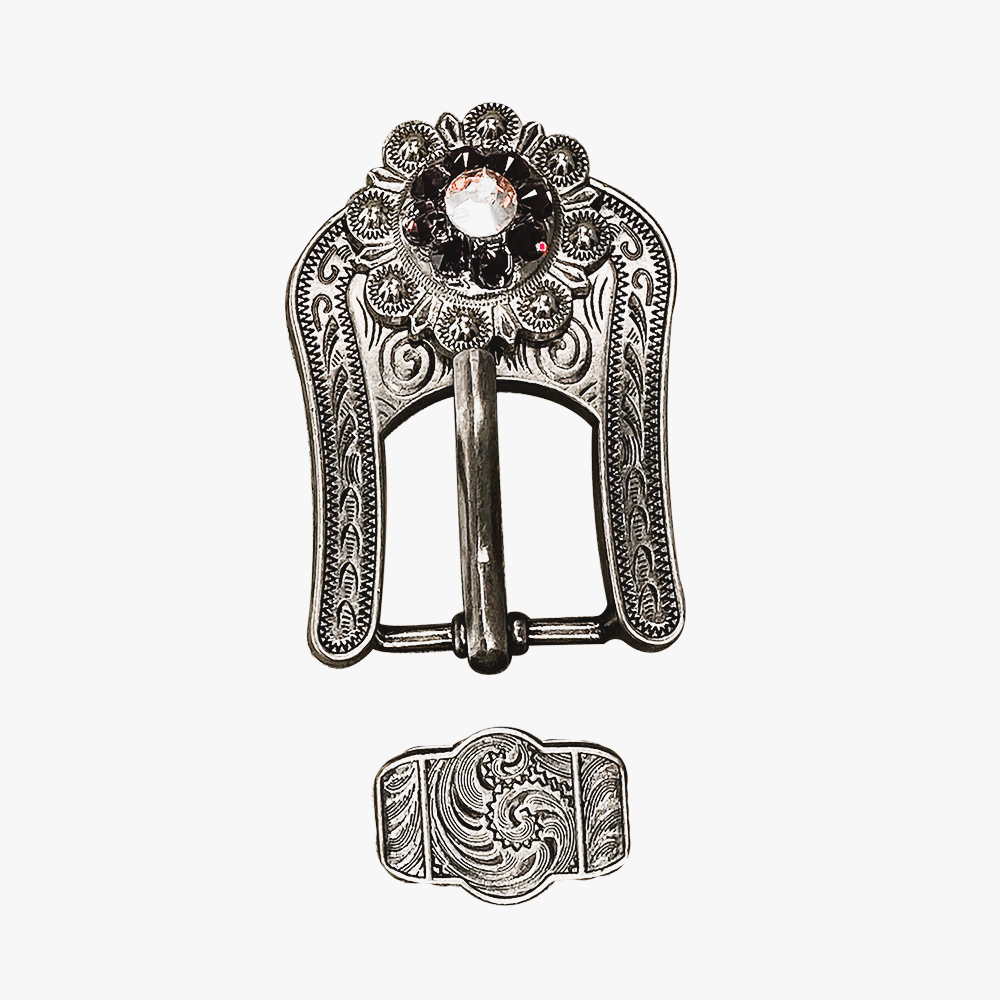 Amethyst & AB Antique Silver European Crystal Buckle Keeper Set - RODEO DRIVE