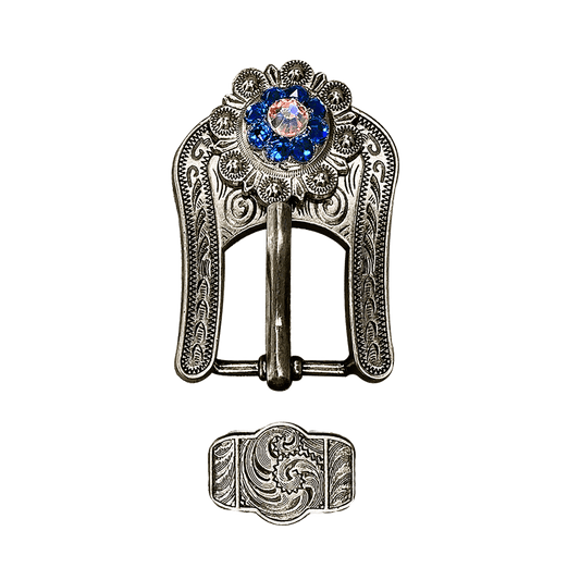 Capri & AB Antique Silver European Crystal Buckle Keeper Set - RODEO DRIVE