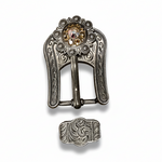 Antique Silver Champagne - AB Crystal Conchos | Sizes 1"- 3" | Buckles | Saddle Set | Leather Rosettes | Slide