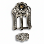 Antique Silver Champagne - Jet Crystal Conchos | Sizes 1"- 3" | Buckles | Saddle Set | Leather Rosettes | Slide