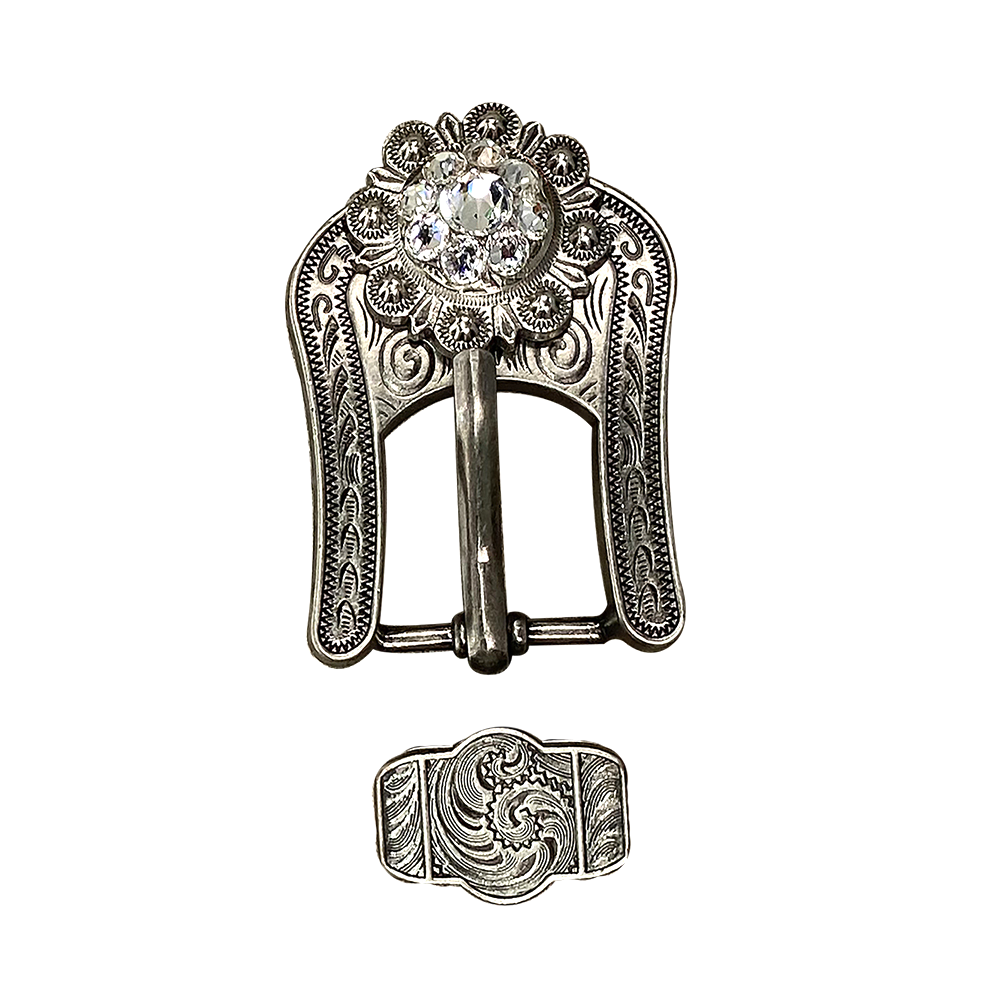 Antique Silver Clear Crystal Conchos - Sizes from 1