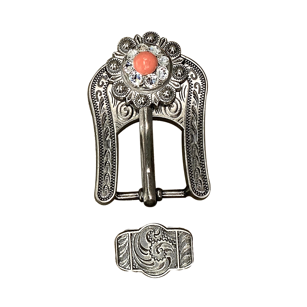 Antique Silver Coral, Clear Crystal Conchos - Sizes from 1