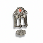 Antique Silver Coral - Clear Crystal Conchos | Sizes 1"- 3" | Buckles | Saddle Set | Leather Rosettes | Slide