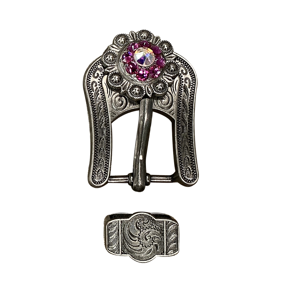 Antique Silver Fuchsia, AB Crystal Conchos - Sizes from 1