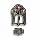 Antique Silver Fuchsia - AB Crystal Conchos | Sizes 1"- 3" | Buckles | Saddle Set | Leather Rosettes | Slide