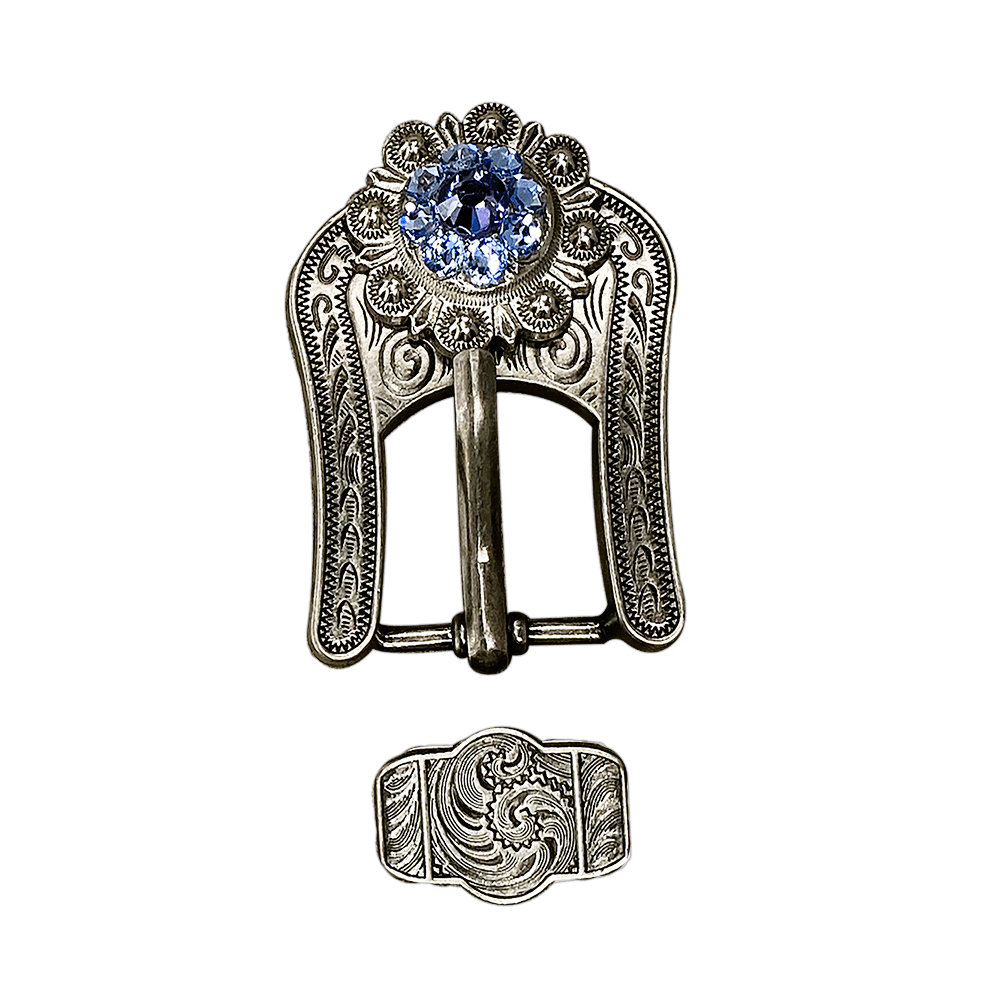Light Sapphire Clear & Lilac Antique Silver European Crystal Buckle Keeper Set - RODEO DRIVE