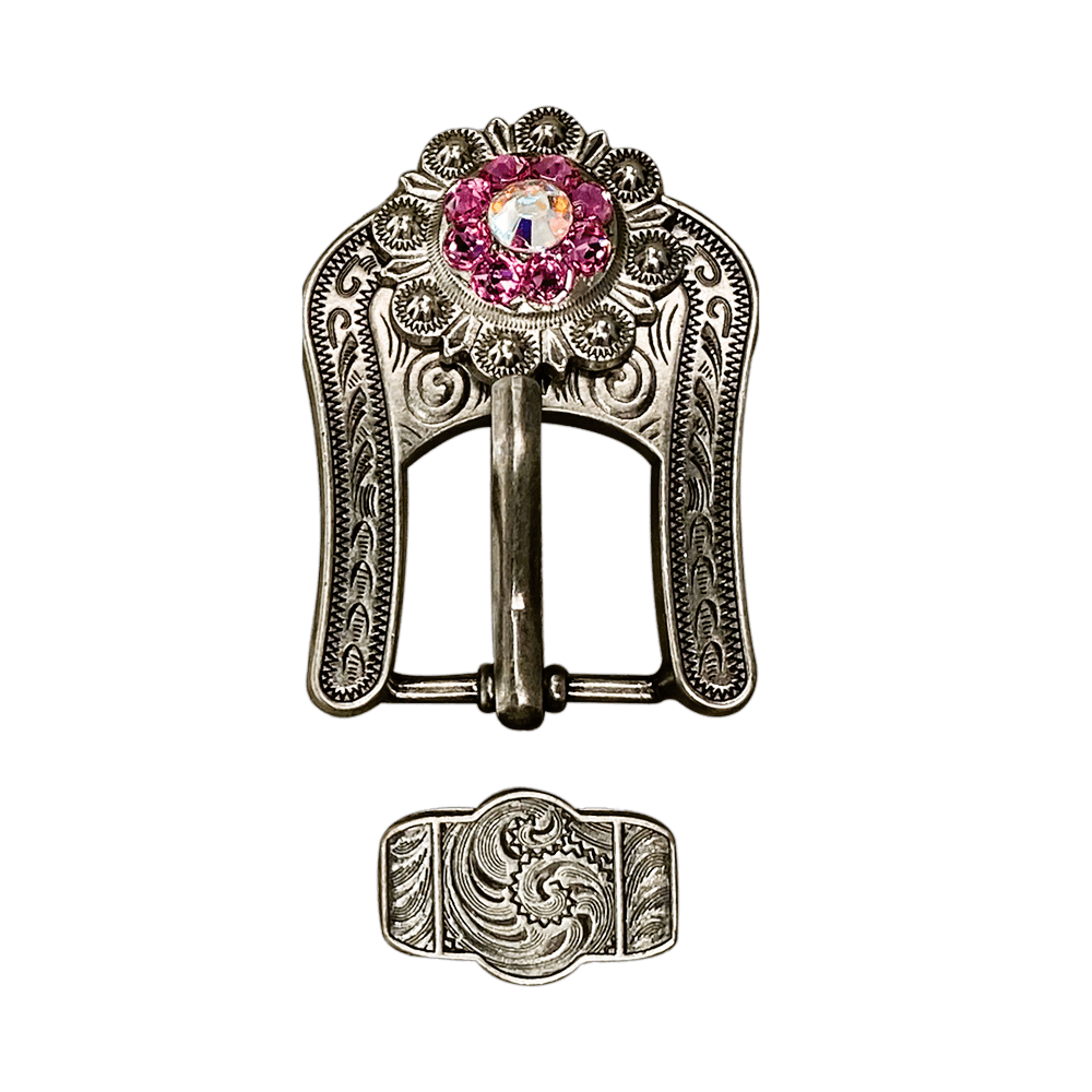 Pink & AB Antique Silver European Crystal Buckle Keeper Set - RODEO DRIVE