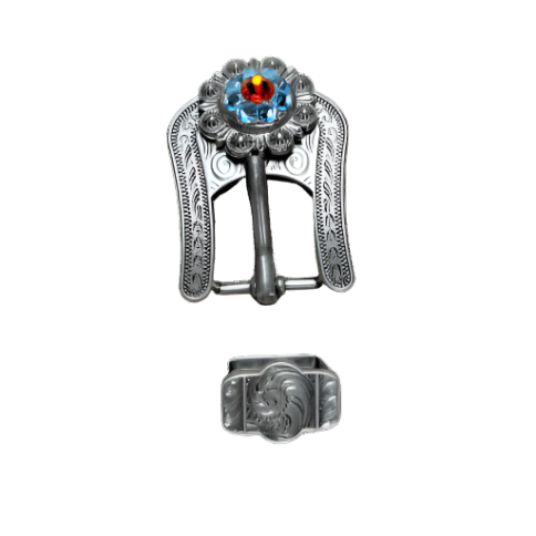 Antique Silver Tie Dye Crystal Conchos - Sizes from 1"- 3" and Buckles