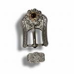 Antique Silver Topaz - Champagne Crystal Conchos | Sizes 1"- 3" | Buckles | Saddle Set | Leather Rosettes | Slide