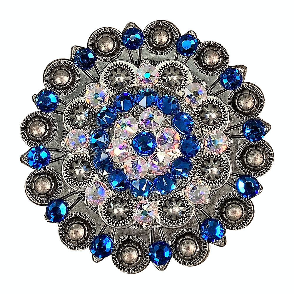 Antique Silver Capri, AB Crystal Conchos - Sizes from 1