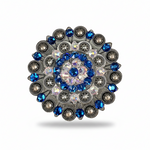 Antique Silver Capri - AB Crystal Conchos | Sizes 1"- 3" | Buckles | Saddle Set | Leather Rosettes | Slide