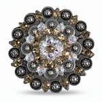 Antique Silver Champagne - AB Crystal Conchos | Sizes 1"- 3" | Buckles | Saddle Set | Leather Rosettes | Slide
