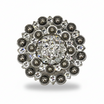 Antique Silver Clear Crystal Conchos | Sizes 1"- 3" | Buckles | Saddle Set | Leather Rosettes | Slide