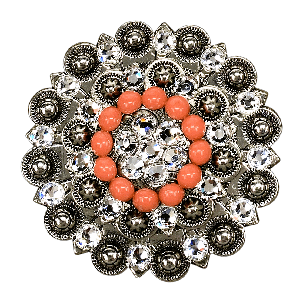 Fashion Coral & Clear Antique Silver Berry Jacket European Crystal Concho - RODEO DRIVE
