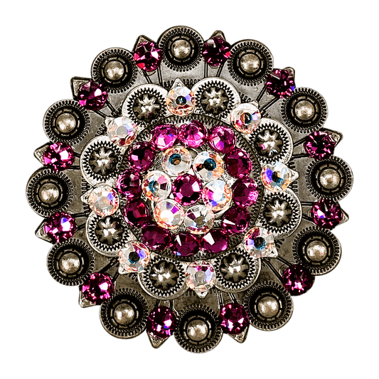 Fuchsia & AB Antique Silver Berry Jacket European Crystal - RODEO DRIVE