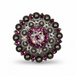 Antique Silver Fuchsia - AB Crystal Conchos | Sizes 1"- 3" | Buckles | Saddle Set | Leather Rosettes | Slide