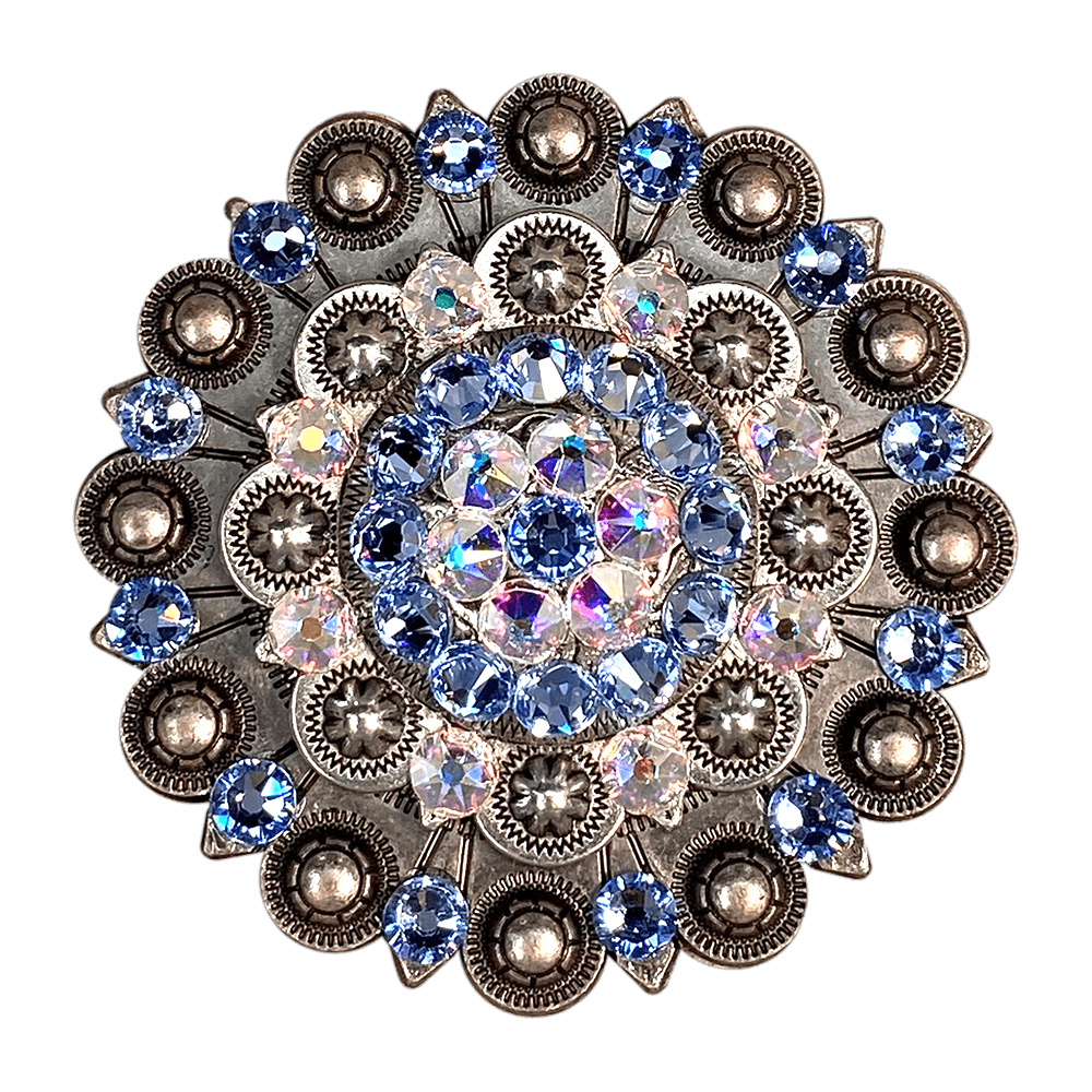 Light Sapphire & AB Antique Silver Berry Jacket European Crystal Concho - RODEO DRIVE
