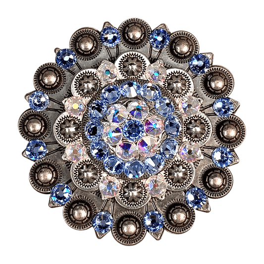 Light Sapphire & AB Antique Silver Berry Jacket European Crystal Concho - RODEO DRIVE