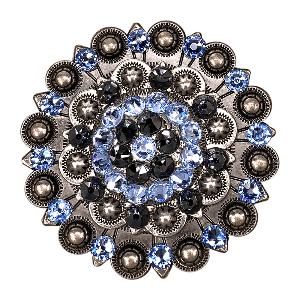 Light Sapphire & Jet Antique Silver Berry Jacket European Crystal Concho - RODEO DRIVE