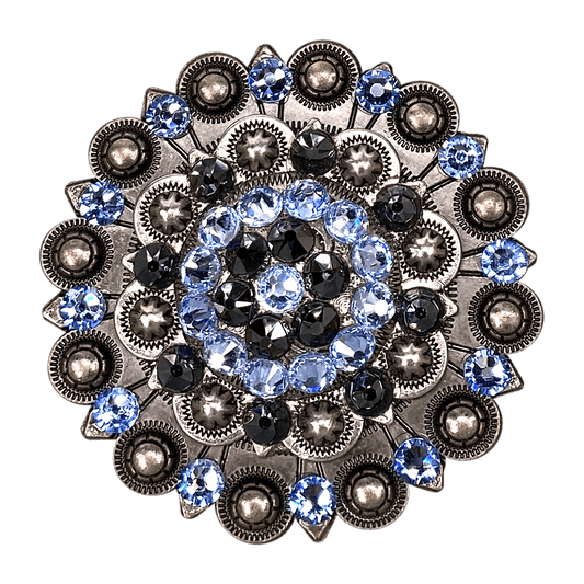Light Sapphire & Jet Antique Silver Berry Jacket European Crystal Concho - RODEO DRIVE