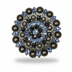 Antique Silver Light Sapphire - Jet Crystal Conchos | Sizes 1"- 3" | Buckles | Saddle Set | Leather Rosettes | Slide