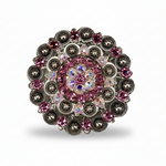 Antique Silver Pink - AB Crystal Conchos | Sizes 1"- 3" | Buckles | Saddle Set | Leather Rosettes | Slide