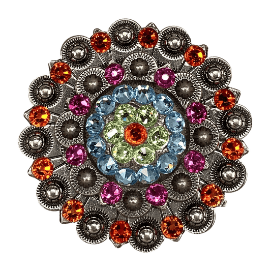 Tie Dye Antique Silver Berry Jacket European Crystal Concho - RODEO DRIVE