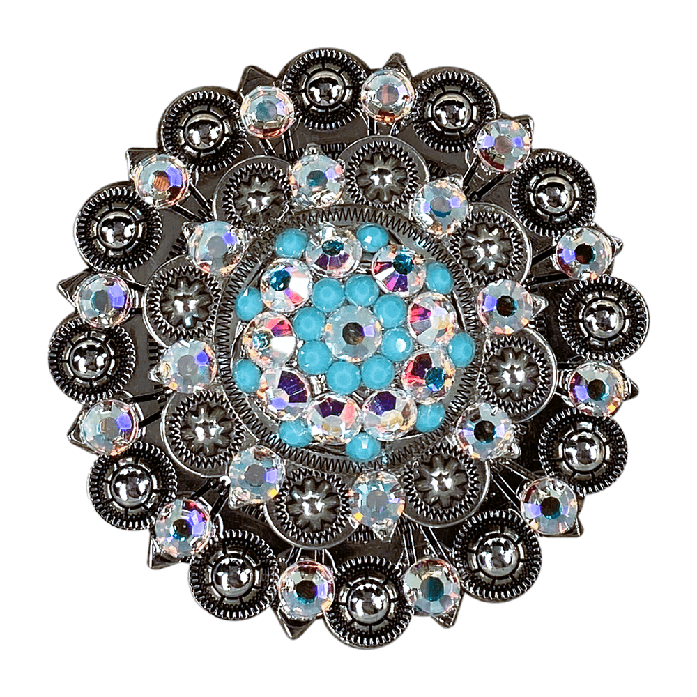 Turquoise & AB Antique Silver Berry Jacket European Crystal - RODEO DRIVE