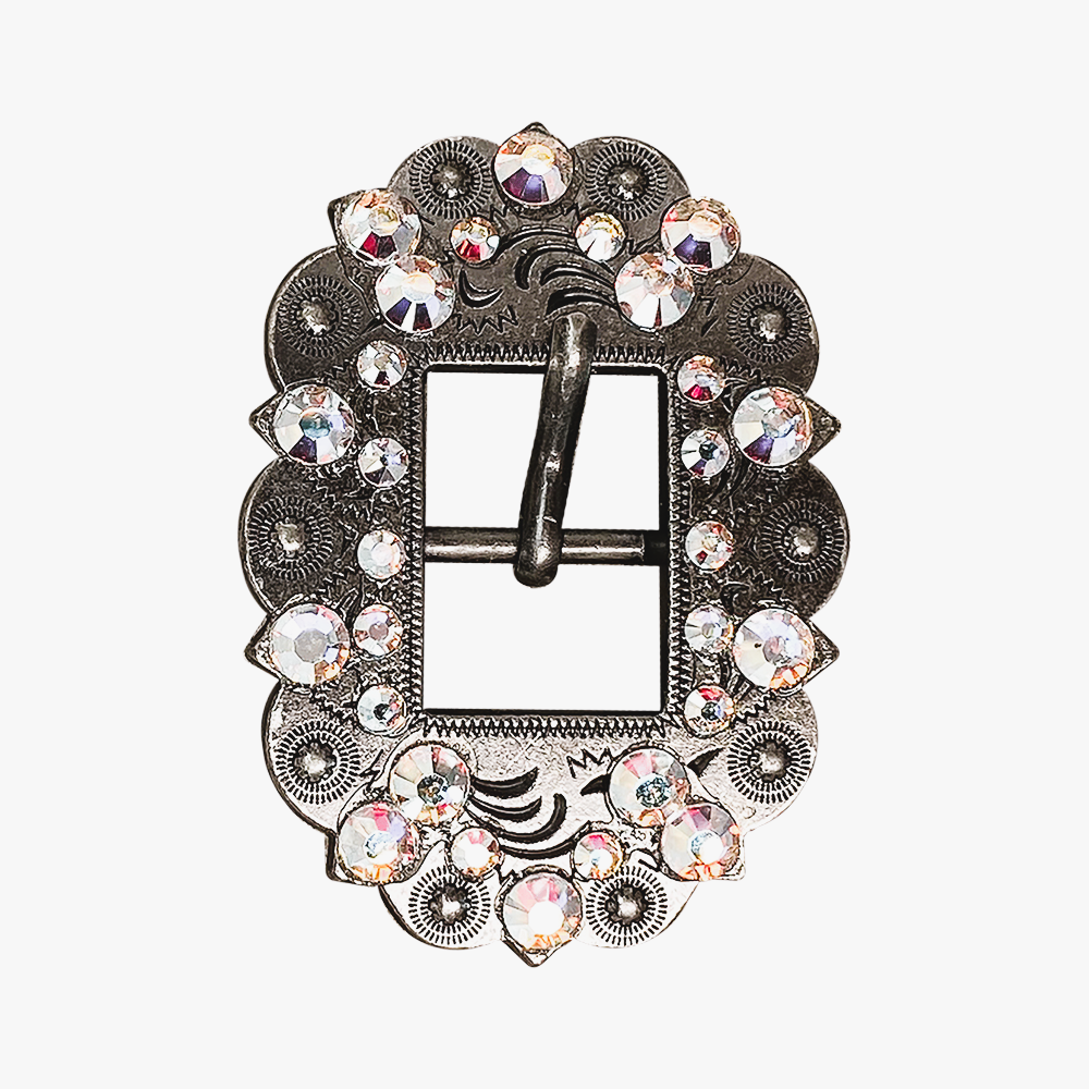 Antique Silver AB Crystal Conchos - Sizes from 1"- 3" and Buckles