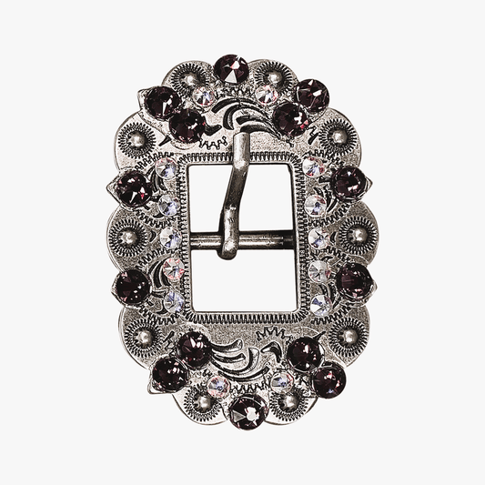 Amethyst & AB Antique Silver European Crystal Cart Buckle - RODEO DRIVE