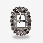 Antique Silver Amethyst - AB Crystal Conchos | Sizes 1"- 3" | Buckles | Saddle Set | Leather Rosettes | Slide
