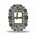Antique Silver Aqua  - Clear Crystal Conchos | Sizes 1"- 3" | Buckles | Saddle Set | Leather Rosettes | Slide