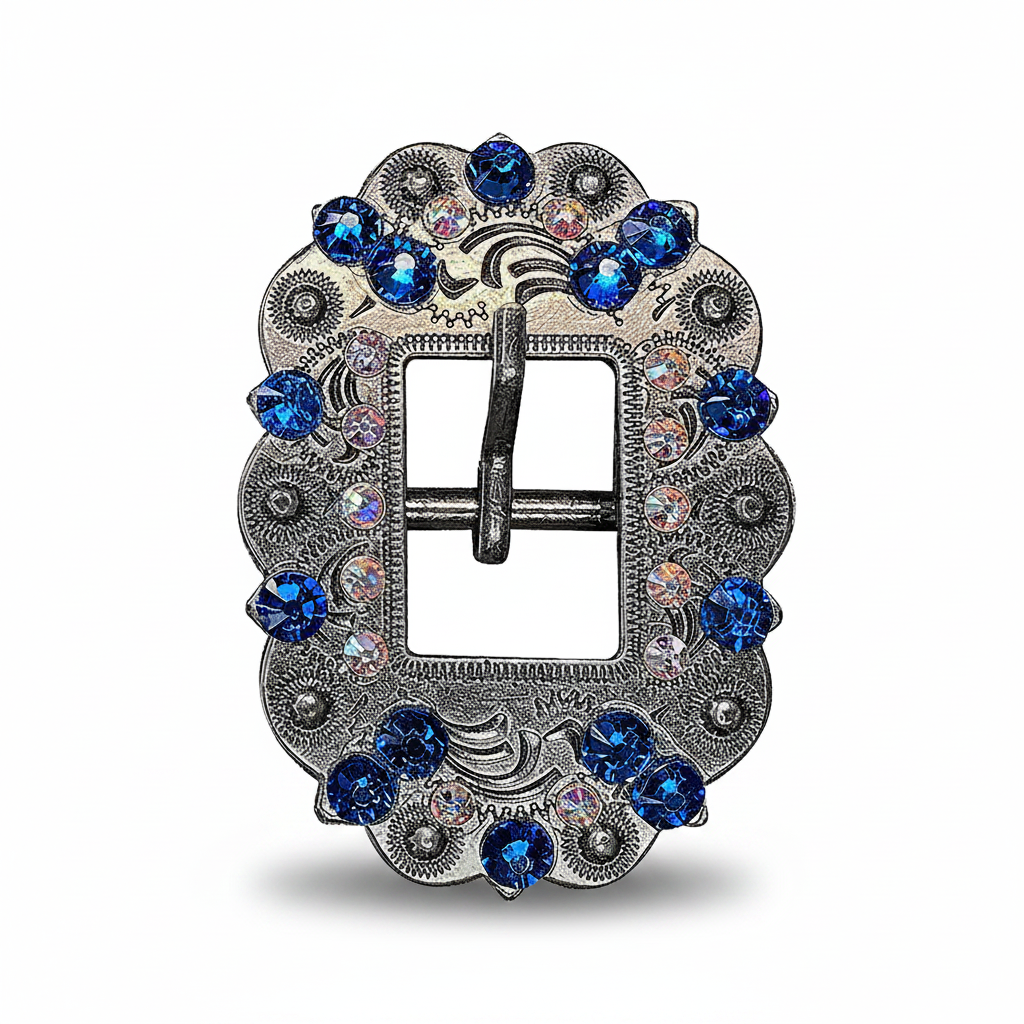 Antique Silver Capri - AB Crystal Conchos | Sizes 1"- 3" | Buckles | Saddle Set | Leather Rosettes | Slide