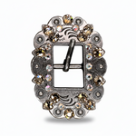 Antique Silver Champagne - AB Crystal Conchos | Sizes 1"- 3" | Buckles | Saddle Set | Leather Rosettes | Slide