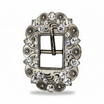 Antique Silver Clear Crystal Conchos | Sizes 1"- 3" | Buckles | Saddle Set | Leather Rosettes | Slide