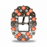 Antique Silver Coral - Clear Crystal Conchos | Sizes 1"- 3" | Buckles | Saddle Set | Leather Rosettes | Slide