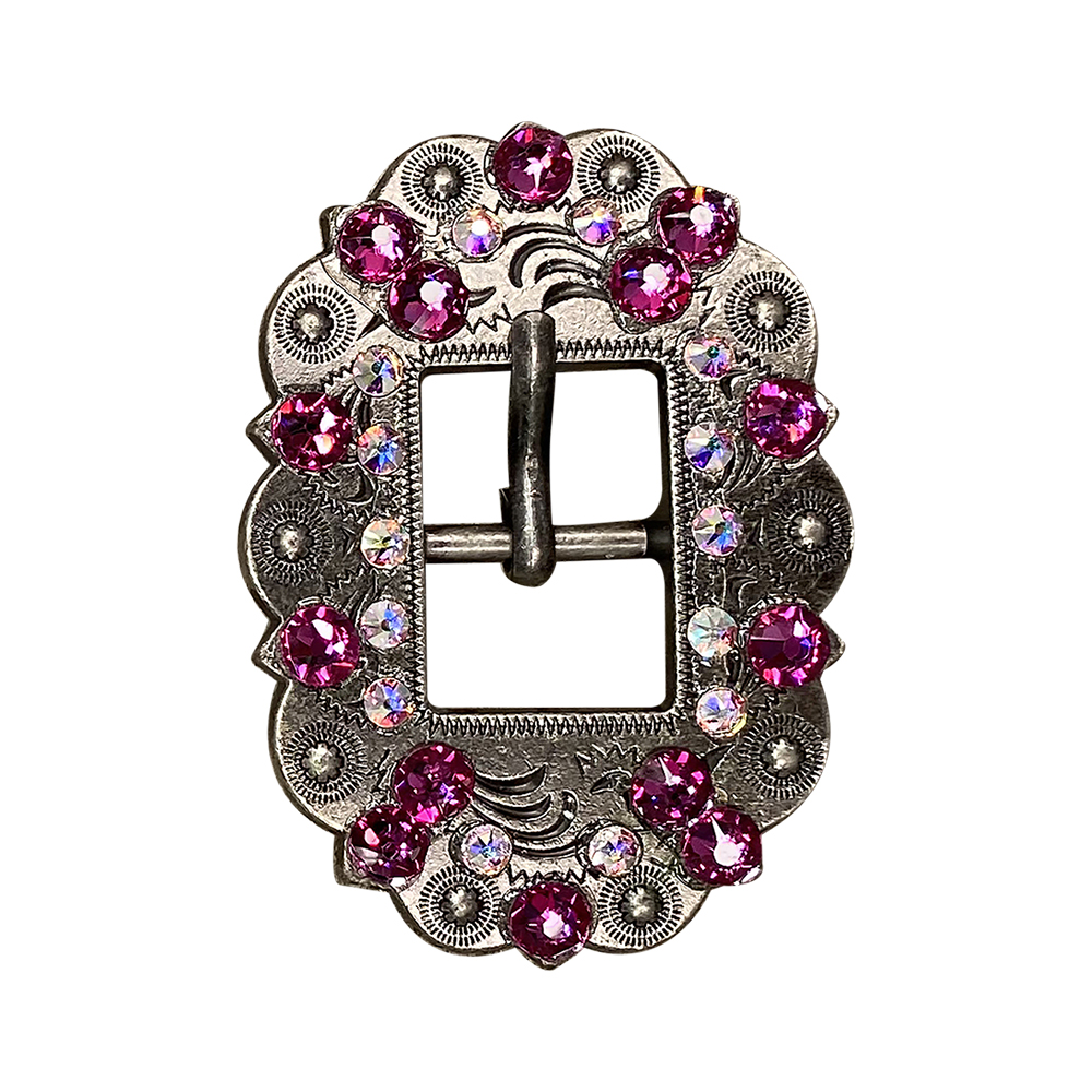 Antique Silver Fuchsia, AB Crystal Conchos - Sizes from 1