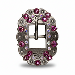 Antique Silver Fuchsia - AB Crystal Conchos | Sizes 1"- 3" | Buckles | Saddle Set | Leather Rosettes | Slide