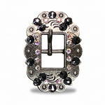Antique Silver Jet - AB Crystal Conchos | Sizes 1"- 3" | Buckles | Saddle Set | Leather Rosettes | Slide