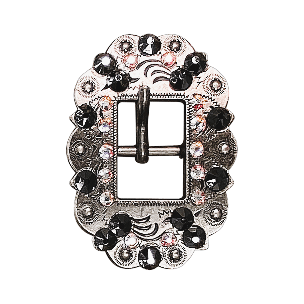 Jet & AB Antique Silver European Crystal Cart Buckle - RODEO DRIVE