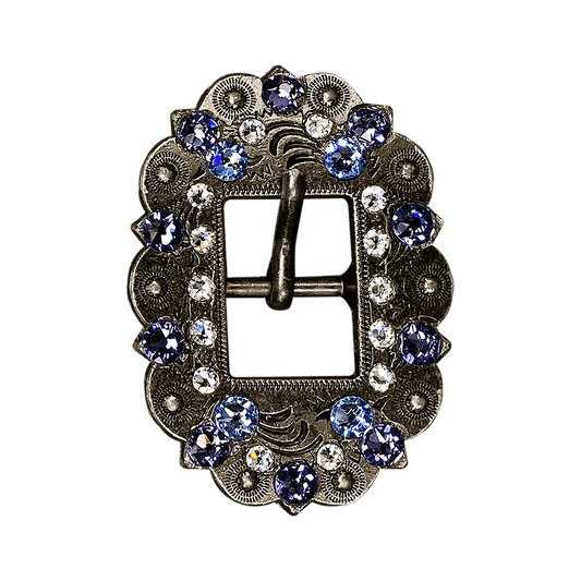Light Sapphire Clear & Lilac Antique Silver European Crystal Cart Buckle - RODEO DRIVE