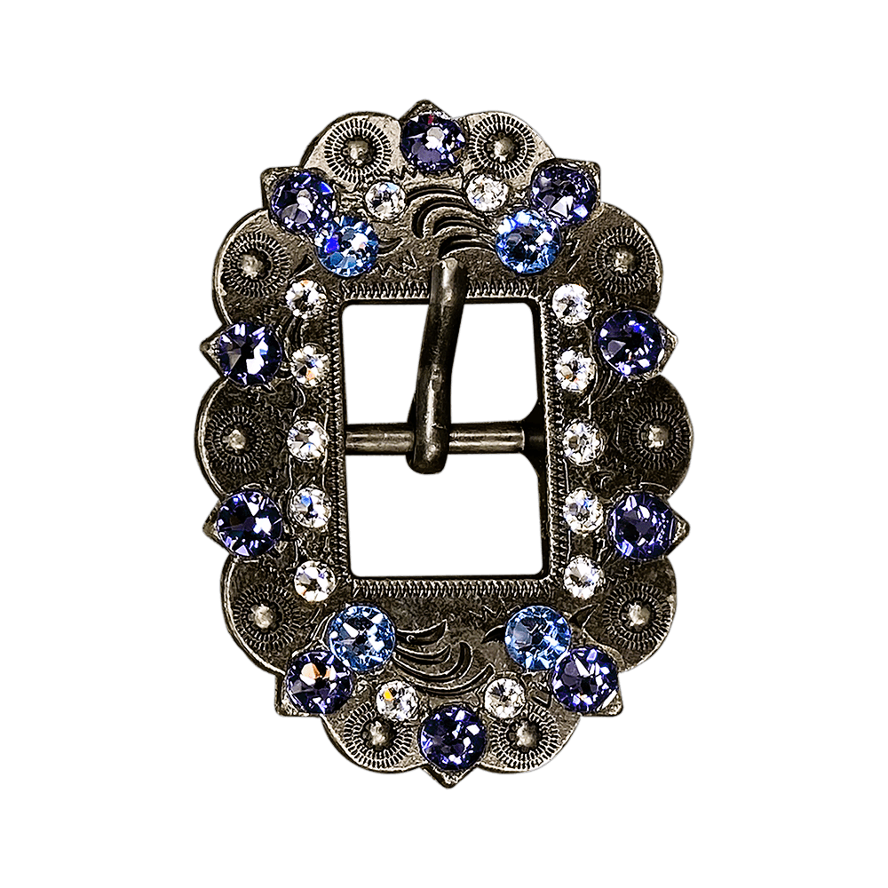 Light Sapphire Clear & Lilac Antique Silver European Crystal Cart Buckle - RODEO DRIVE