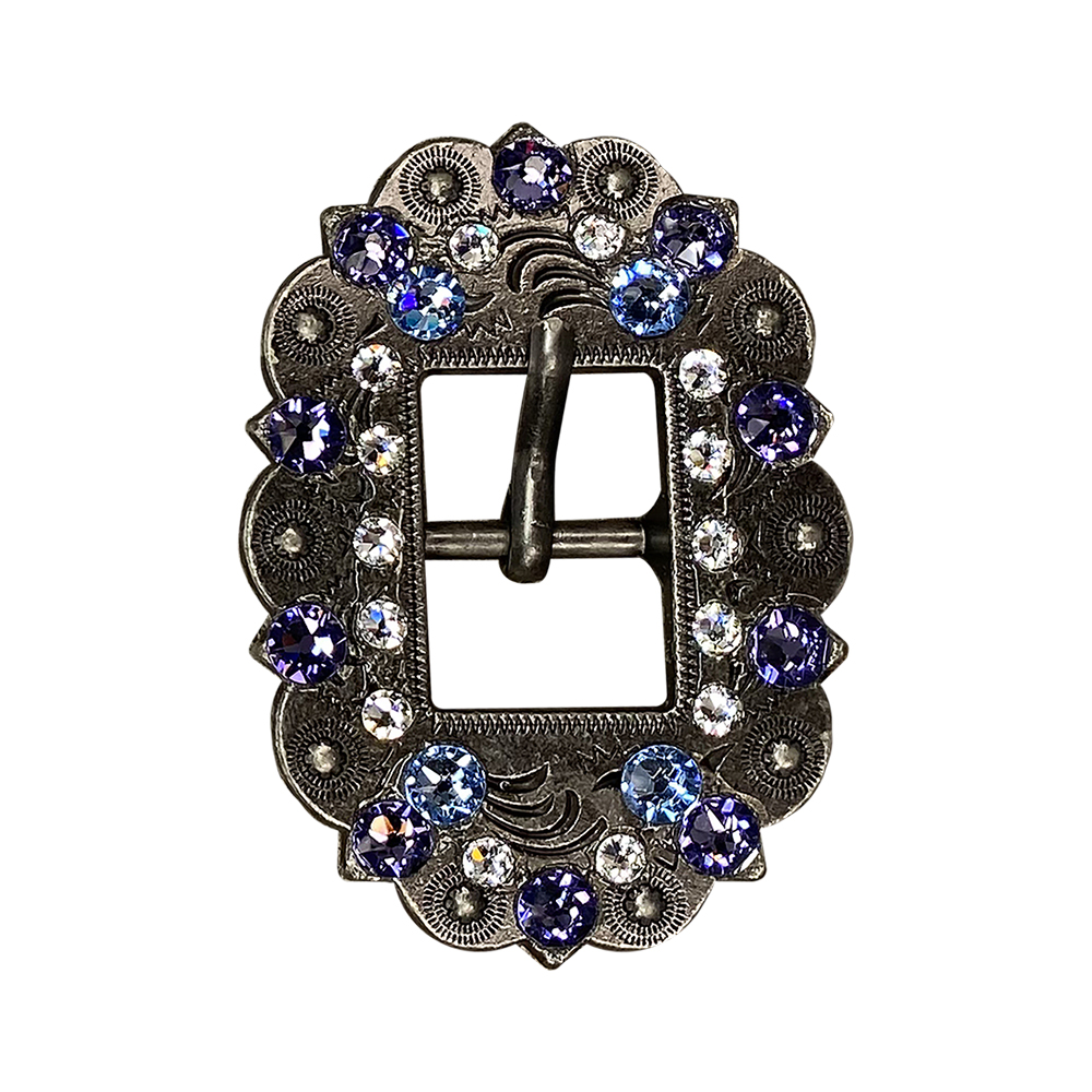 Antique Silver Light Sapphire, Clear, and Lilac Crystal Conchos - Sizes from 1"- 3" and Buckles