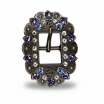 Antique Silver Light Sapphire - Clear - Lilac Crystal Conchos | Sizes 1"- 3" | Buckles | Saddle Set | Leather Rosettes | Slide