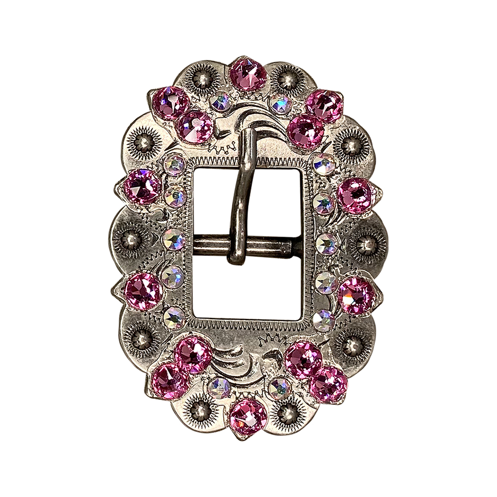 Antique Silver Pink, AB Crystal Conchos - Sizes from 1"- 3" and Buckles