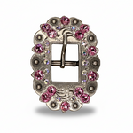 Antique Silver Pink - AB Crystal Conchos | Sizes 1"- 3" | Buckles | Saddle Set | Leather Rosettes | Slide