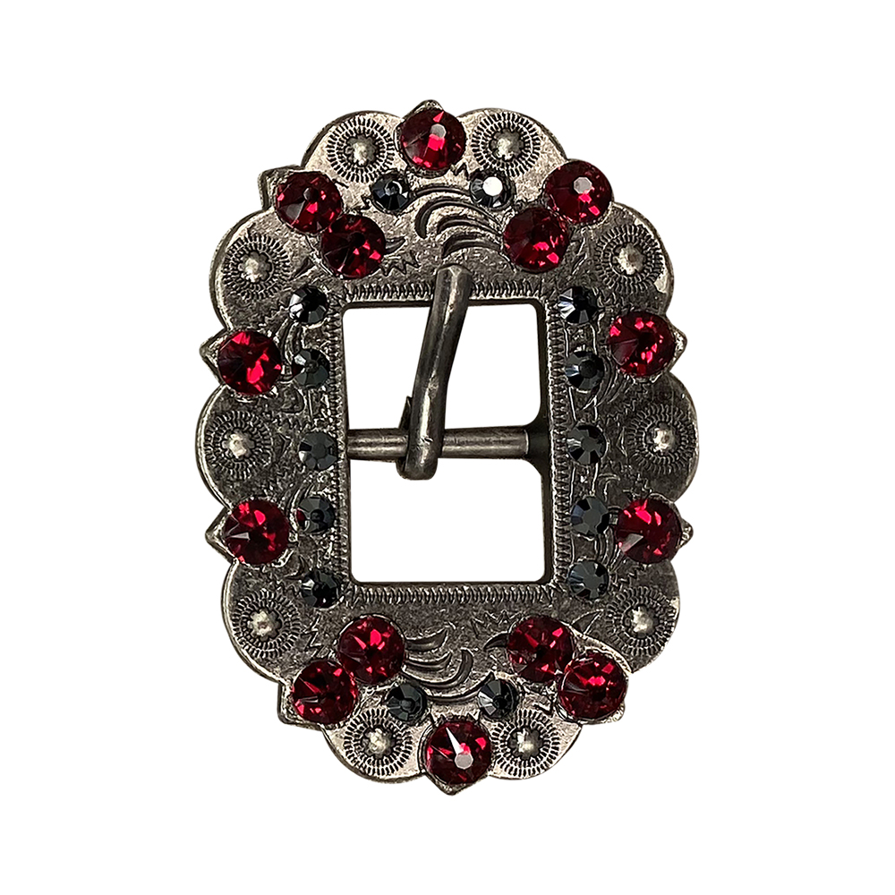 Antique Silver Ruby, Jet Crystal Conchos - Sizes from 1